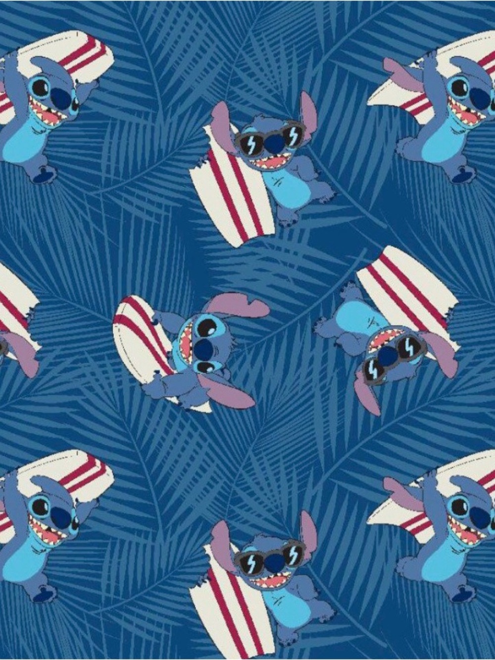 Disney Lilo & Stitch Surf Print Fabric - Blue | cotton | 1 Yard